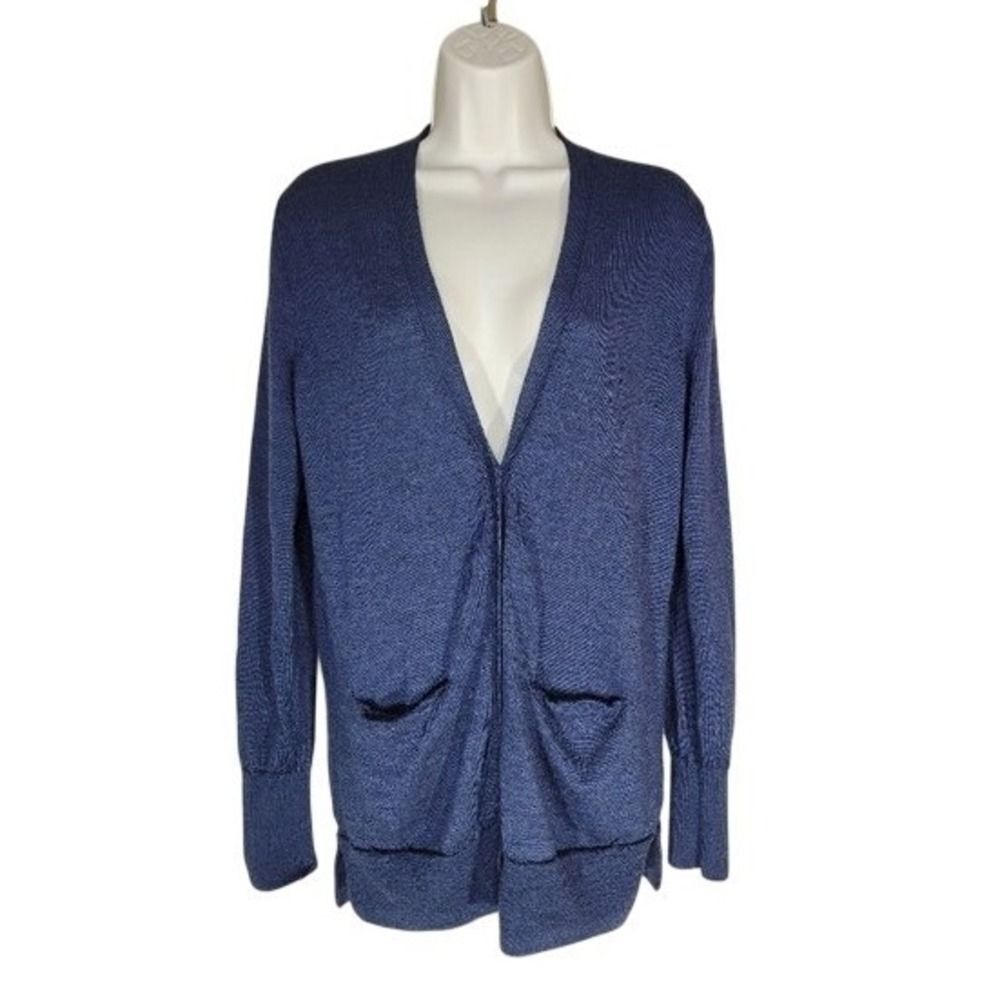 Merino Wool Gap Cardigan Sweater w/ L Blue V-Neck Button Front Pocket LN/NWOT